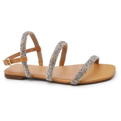 Chinelo Rasteira Tabita Feminina Multi Creme/Camel - 242539