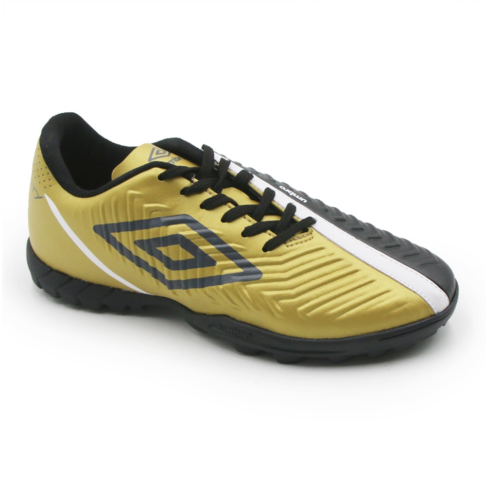 Chuteira umbro preta sales e dourada