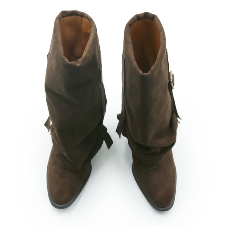 FEMININO BOTA MEDIA FERRETTI Z550629902 SUEDE TOP CHOCOLATE