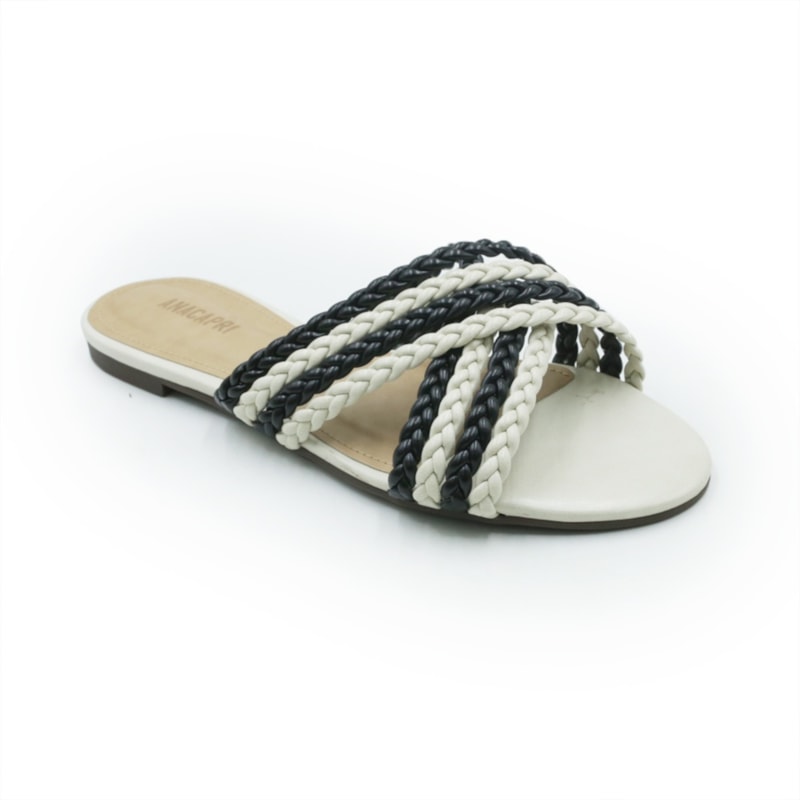 FEMININO RASTEIRA CHINELO ANA CAPRI C3029500800005 OFF PEROLA/PRETO