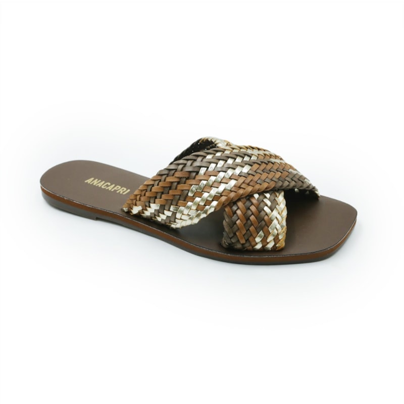 FEMININO RASTEIRA CHINELO ANA CAPRI C3061200110018 CUOIO OURO COFFEE