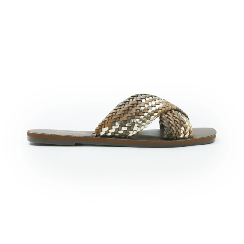 FEMININO RASTEIRA CHINELO ANA CAPRI C3061200110018 CUOIO OURO COFFEE