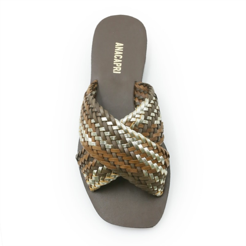 FEMININO RASTEIRA CHINELO ANA CAPRI C3061200110018 CUOIO OURO COFFEE