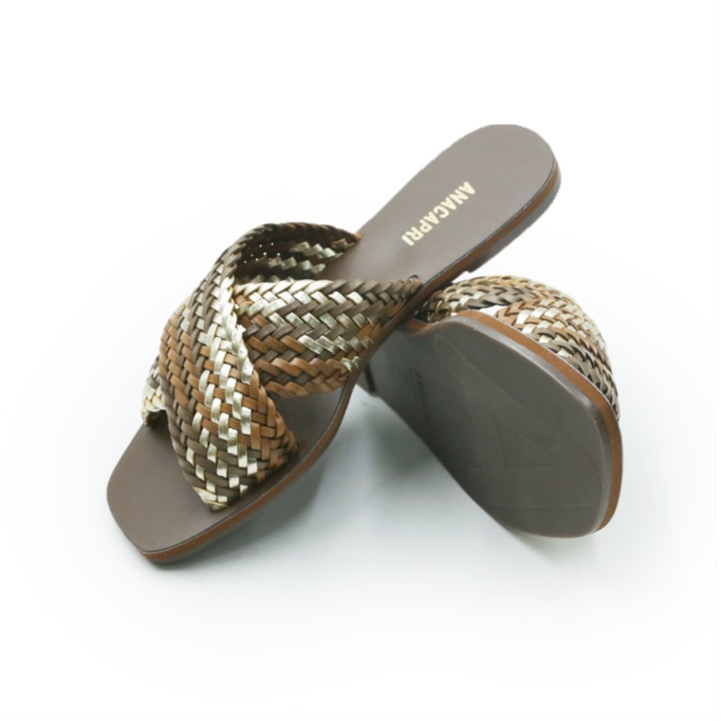 FEMININO RASTEIRA CHINELO ANA CAPRI C3061200110018 CUOIO OURO COFFEE