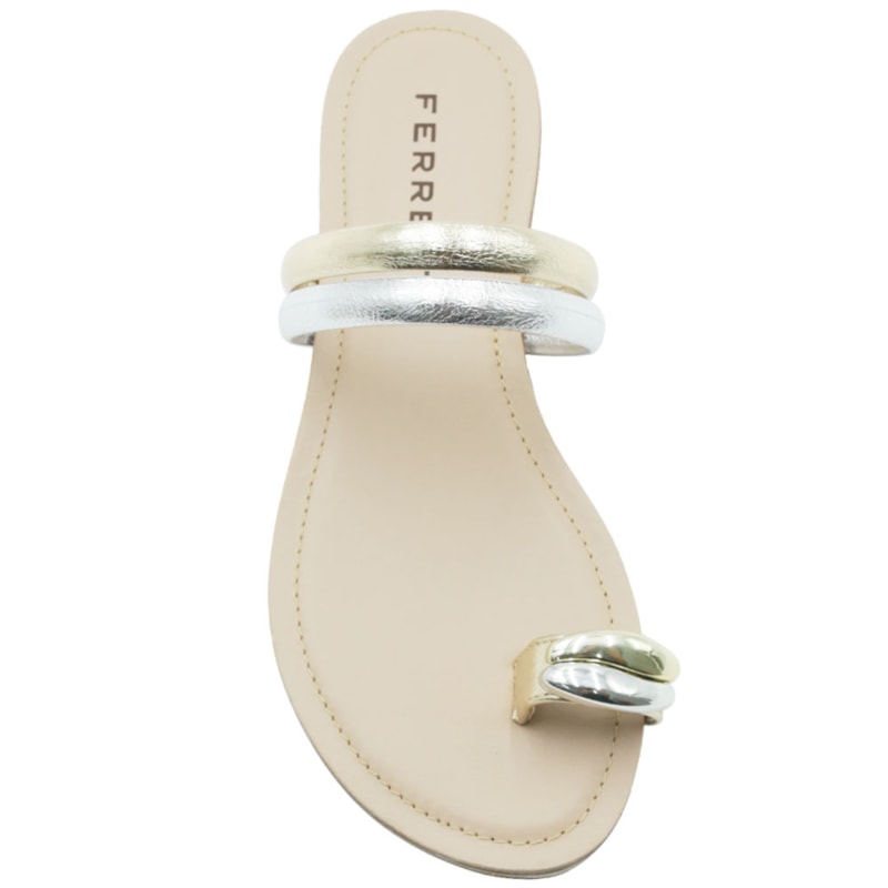 FEMININO RASTEIRA CHINELO FERRETTI 1937698 STELLARE CHAMPAGNE PRATA