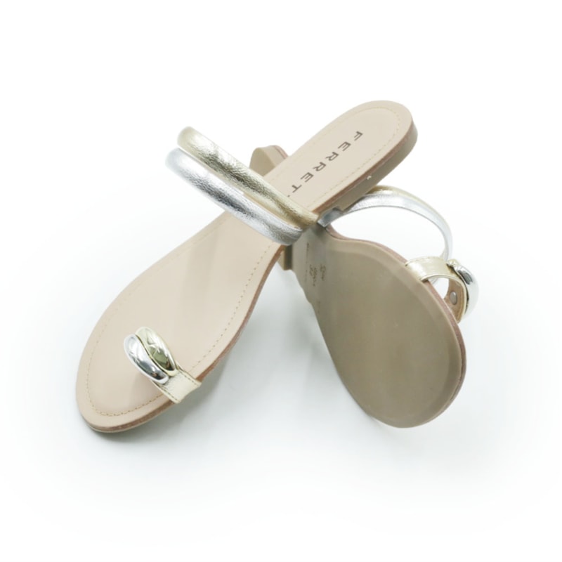 FEMININO RASTEIRA CHINELO FERRETTI 1937698 STELLARE CHAMPAGNE PRATA