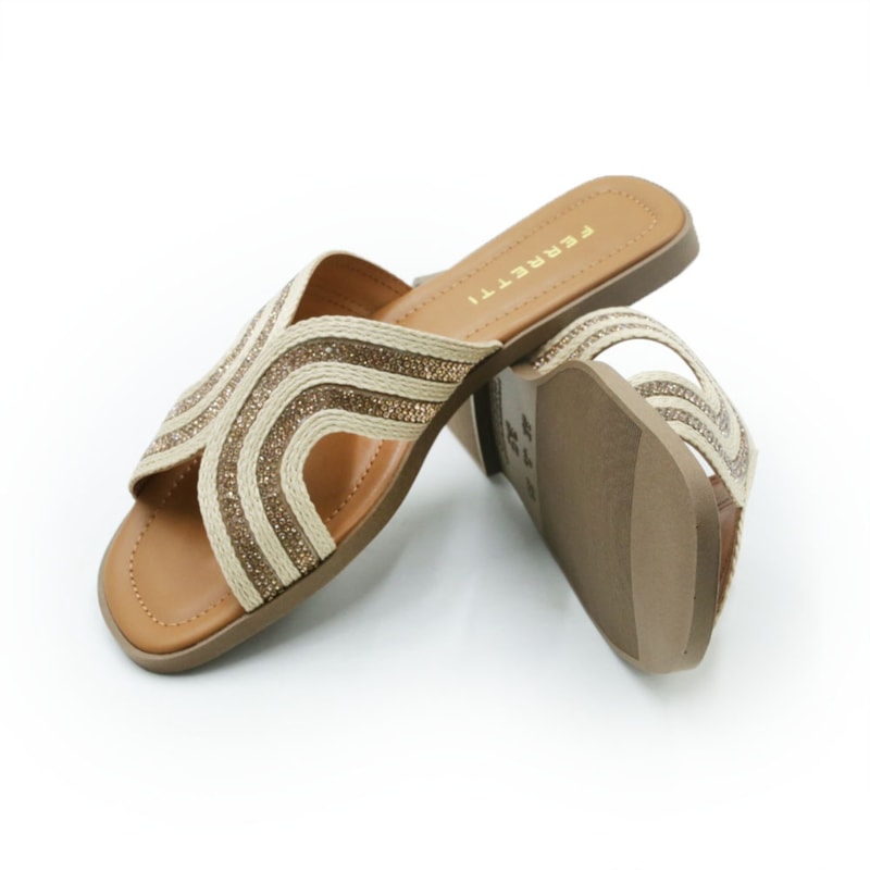 FEMININO RASTEIRA CHINELO FERRETTI Z667229375 BEGE TAN