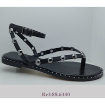 FEMININO RASTEIRA SANDALIA ELIZ 886440 TORINO PRETO METAL PRATA