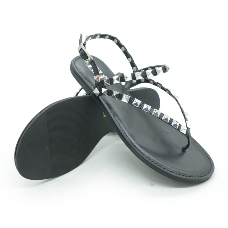 FEMININO RASTEIRA SANDALIA ELIZ 965388 VENETO PRETO METAL NIQUEL