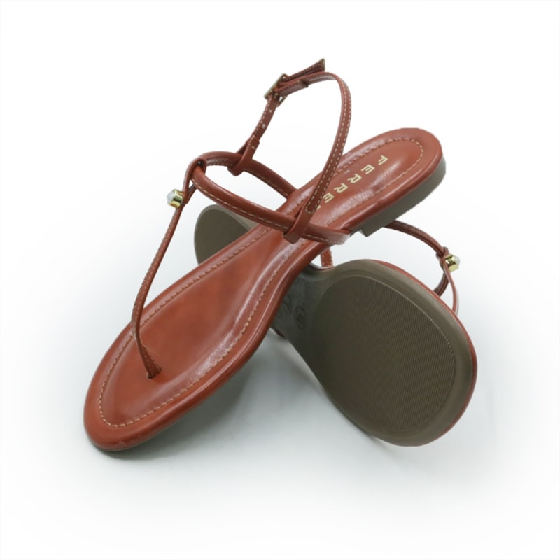 FEMININO RASTEIRA SANDALIA FERRETTI 10694543 NAPA MADRI TELHA