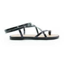 FEMININO RASTEIRA SANDALIA LA FEMME 46367 VERNIZ PRETO