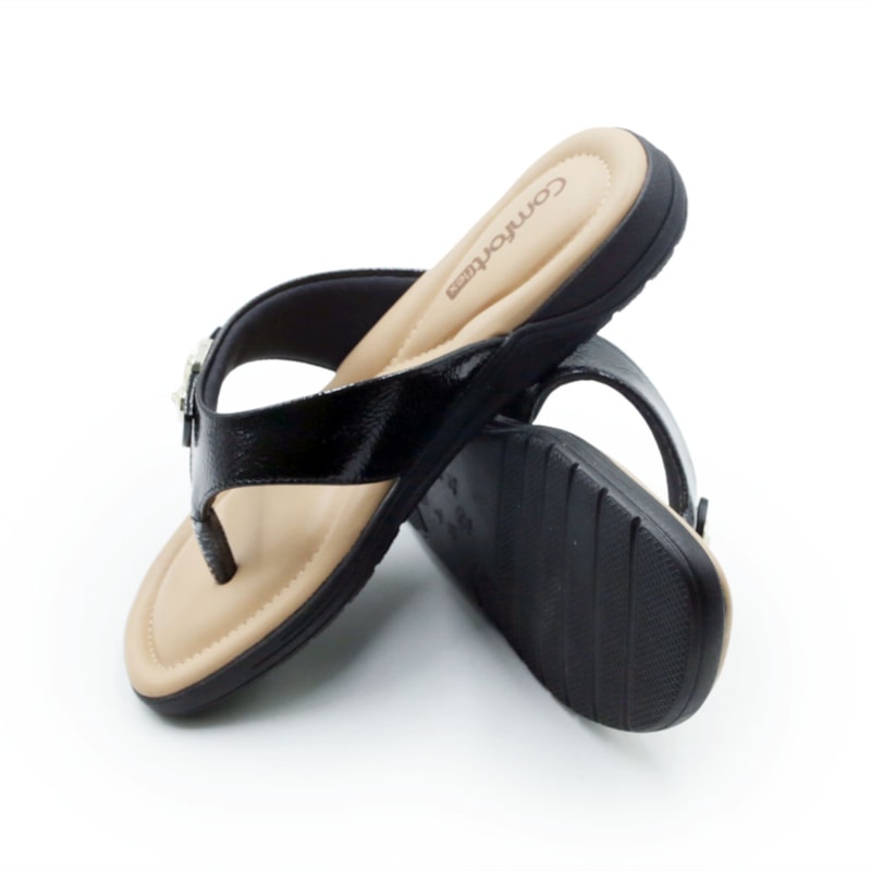 FEMININO RASTEIRA TAMANCO COMFORTFLEX  80402 1 PRETO