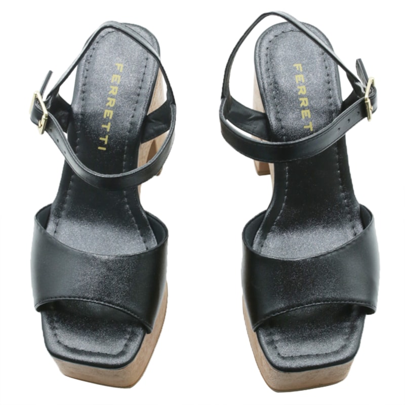 FEMININO SANDALIA ALTA FERRETTI  537011814 SAARA PRETO CANELA