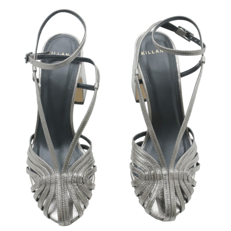 FEMININO SANDALIA ALTA KILLANA 399081 CRISTAL PRATA VELHA