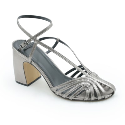 FEMININO SANDALIA ALTA KILLANA 399081 CRISTAL PRATA VELHA