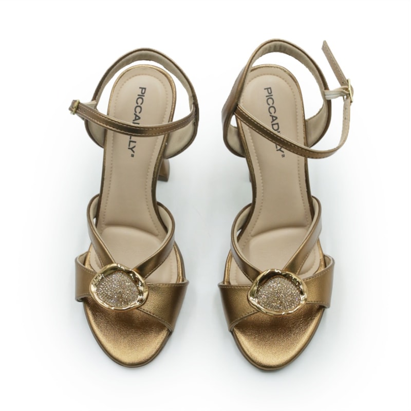 FEMININO SANDALIA ALTA PICCADILLY  727072 1 OURO VELHO