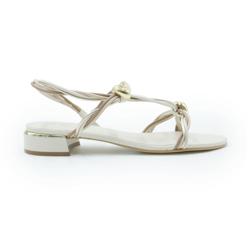 FEMININO SANDALIA BAIXA LUZ DA LUA  80910008 PANNA/MOUSSE/OURO/BEGE