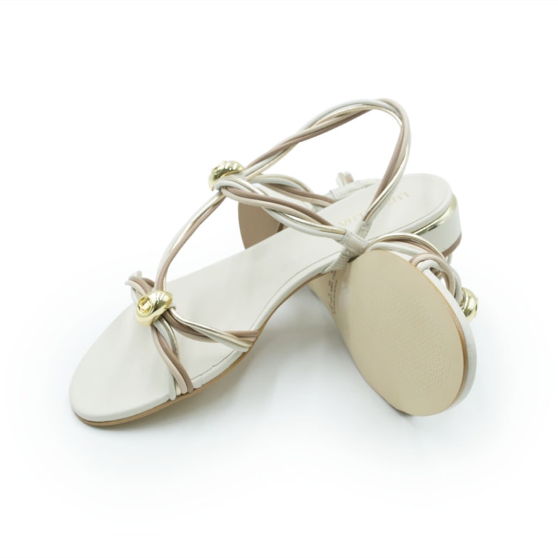 FEMININO SANDALIA BAIXA LUZ DA LUA  80910008 PANNA/MOUSSE/OURO/BEGE