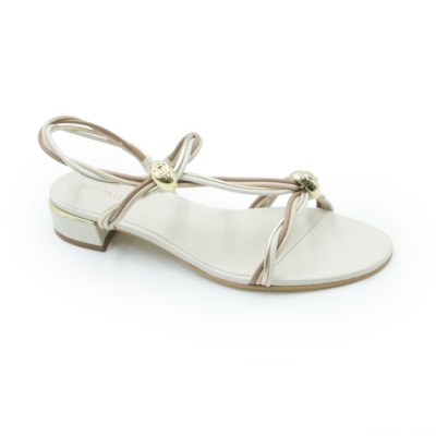 FEMININO SANDALIA BAIXA LUZ DA LUA  80910008 PANNA/MOUSSE/OURO/BEGE