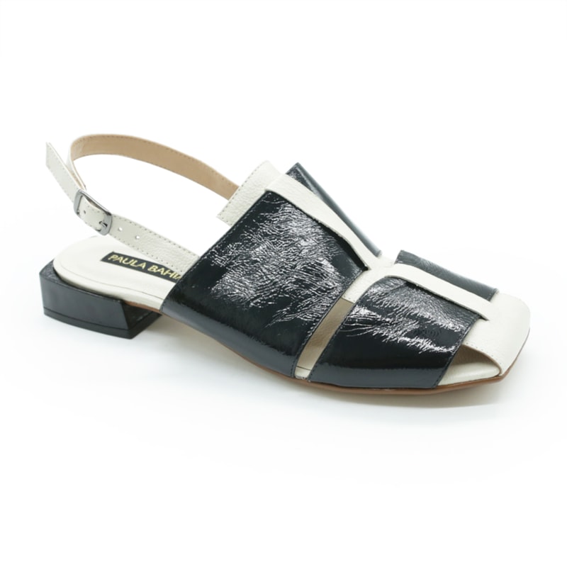 FEMININO SANDALIA BAIXA PAULA BAHIA PB8408 PRETO BRANCO