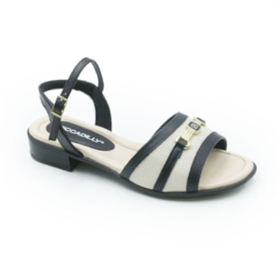 FEMININO SANDALIA BAIXA PICCADILLY  590081 2 OFF WHITE PRETO