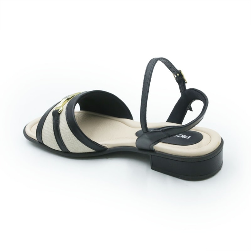 FEMININO SANDALIA BAIXA PICCADILLY  590081 2 OFF WHITE PRETO