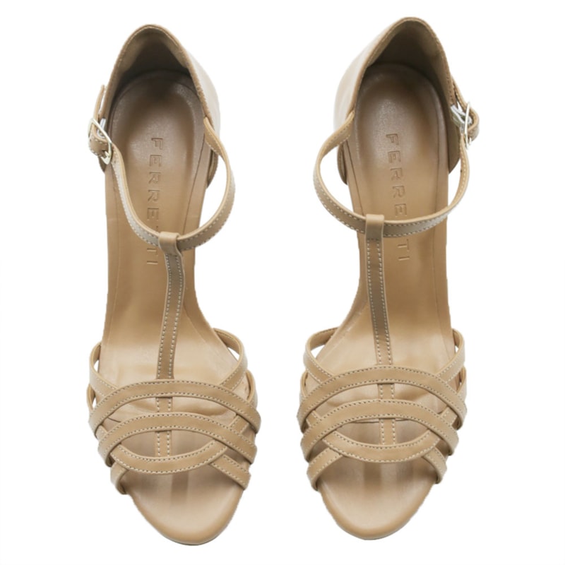 FEMININO SANDALIA MEDIA FERRETTI  701501947 NAPA SEDA MOCHA