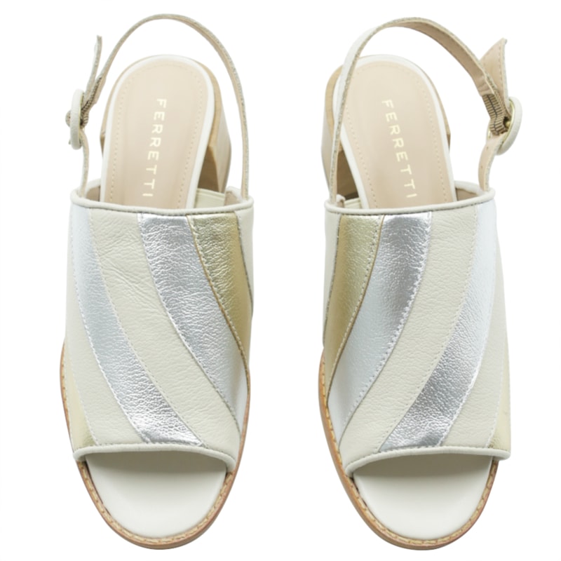 FEMININO SANDALIA MEDIA FERRETTI 75633 OFF WHITE OURO PRATA