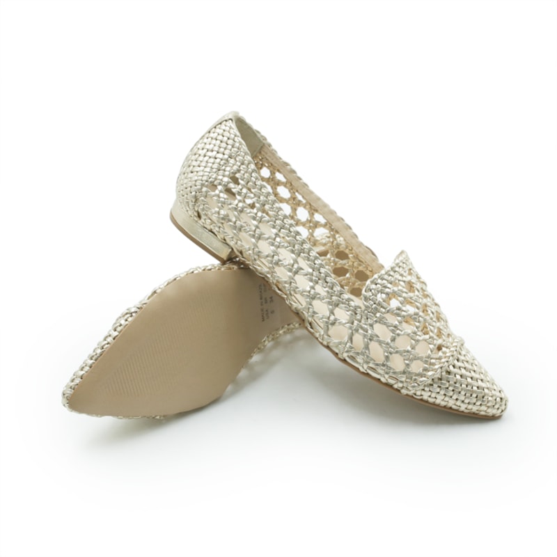 FEMININO SAPATILHA BICO FINO LIVER 132 OURO CLARO