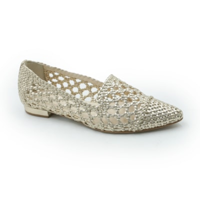 FEMININO SAPATILHA BICO FINO LIVER 132 OURO CLARO