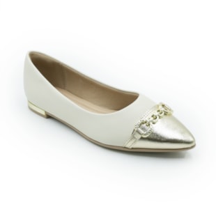 FEMININO SAPATILHA BICO FINO PICCADILLY  274117 10 OFF WHITE OURO
