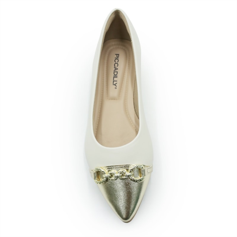 FEMININO SAPATILHA BICO FINO PICCADILLY  274117 10 OFF WHITE OURO