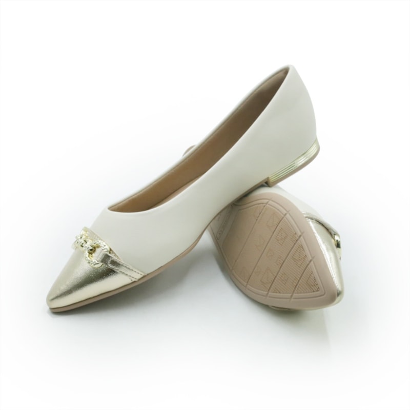 FEMININO SAPATILHA BICO FINO PICCADILLY  274117 10 OFF WHITE OURO