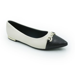 FEMININO SAPATILHA BICO FINO PICCADILLY  274117 7 OFF WHITE PRETO