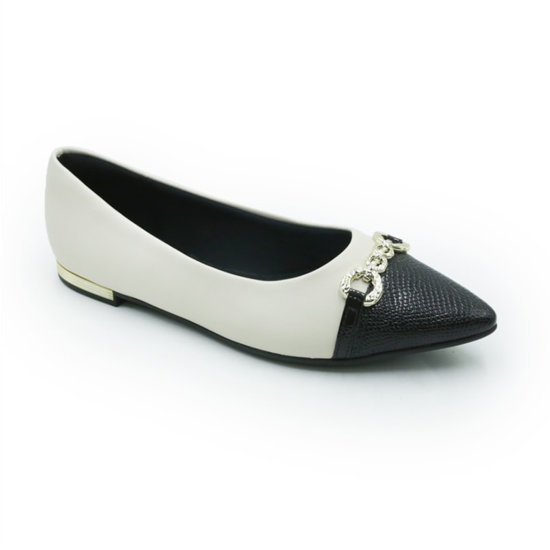 FEMININO SAPATILHA BICO FINO PICCADILLY  274117 7 OFF WHITE PRETO