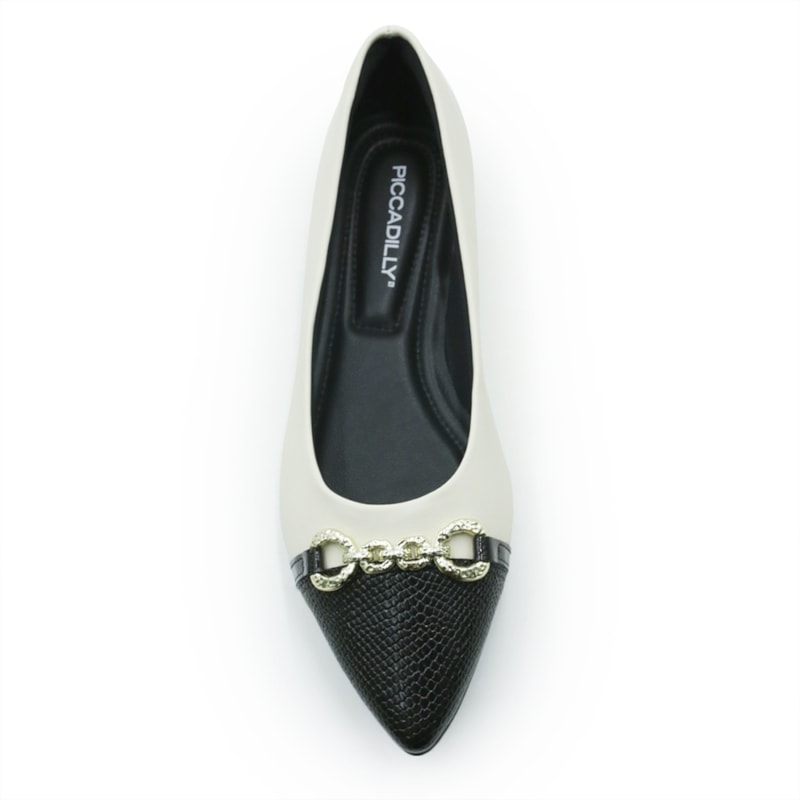 FEMININO SAPATILHA BICO FINO PICCADILLY  274117 7 OFF WHITE PRETO