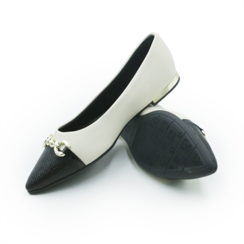 FEMININO SAPATILHA BICO FINO PICCADILLY  274117 7 OFF WHITE PRETO