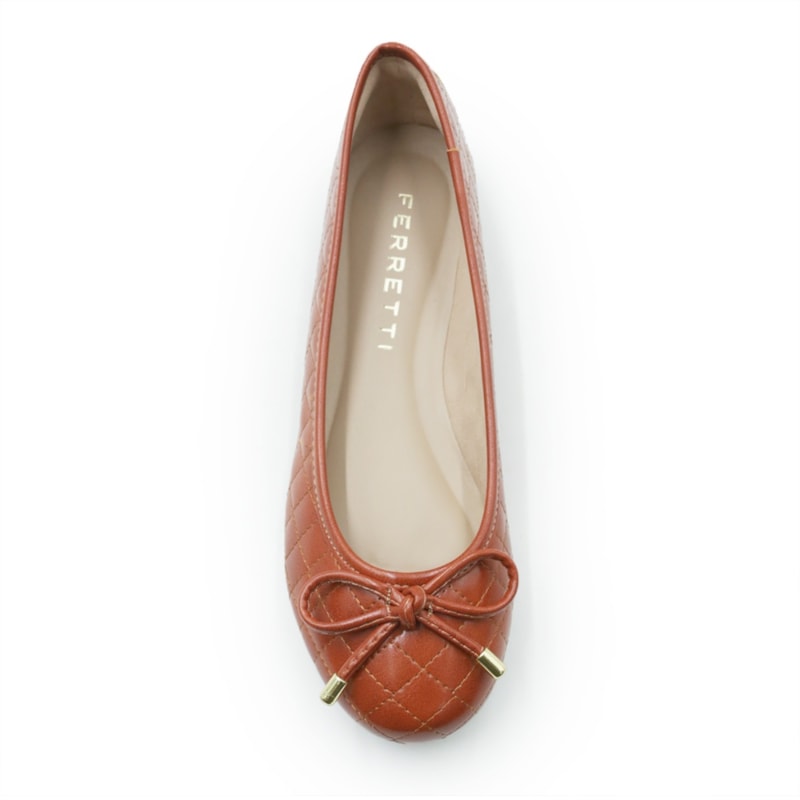 FEMININO SAPATILHA BICO REDONDO FERRETTI  1076-5313 NAPA MADRI TELHA