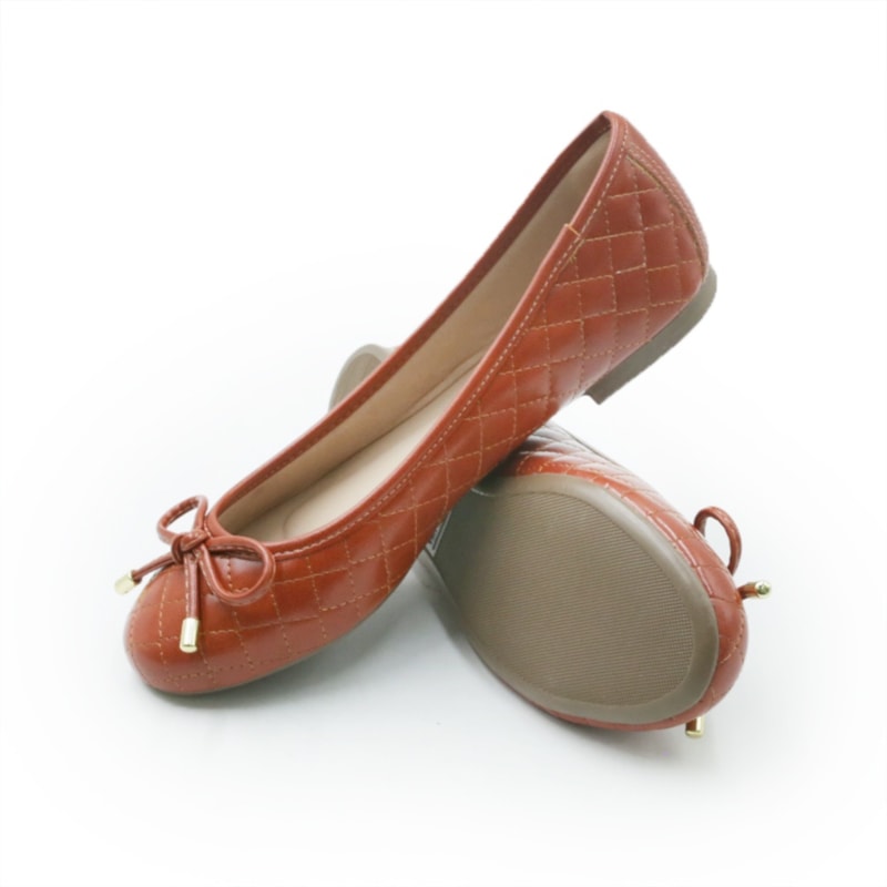 FEMININO SAPATILHA BICO REDONDO FERRETTI  1076-5313 NAPA MADRI TELHA
