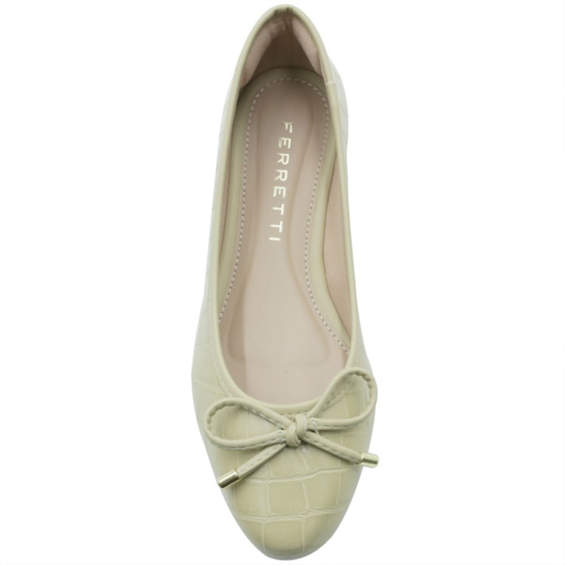 FEMININO SAPATILHA BICO REDONDO FERRETTI 21304752 CROCO CHAMPAGNE