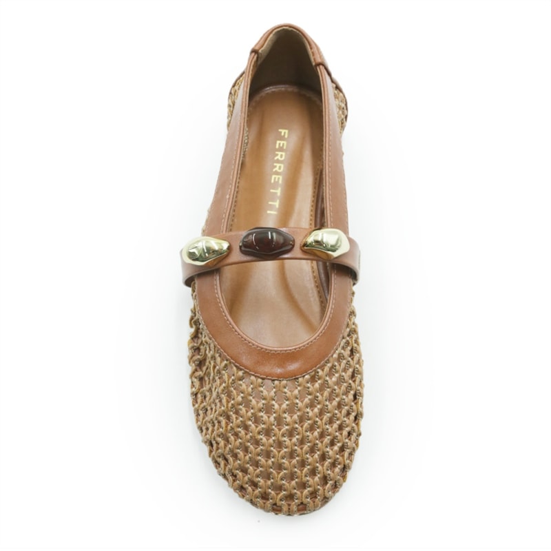 FEMININO SAPATILHA BICO REDONDO FERRETTI Z632630779 NEW ESSENCE CARAMELO
