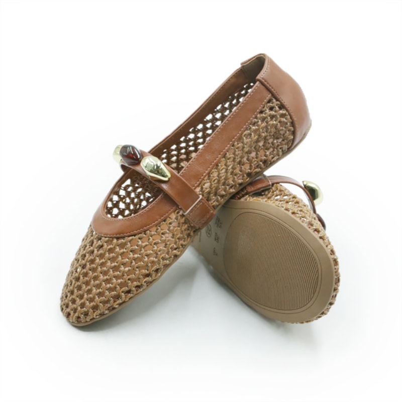 FEMININO SAPATILHA BICO REDONDO FERRETTI Z632630779 NEW ESSENCE CARAMELO