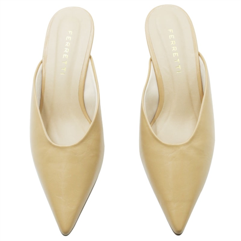 FEMININO SAPATO MULE FERRETTI Z685030102 NAPA GRANITE PALHA