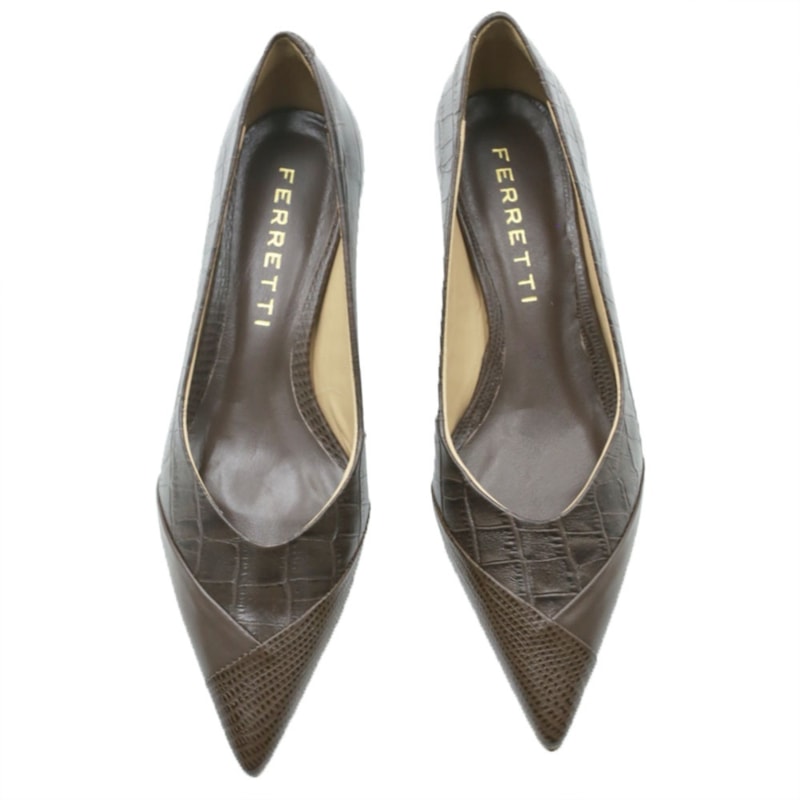 FEMININO SCARPIN BAIXO FERRETTI 34901 LEZARD CAF?