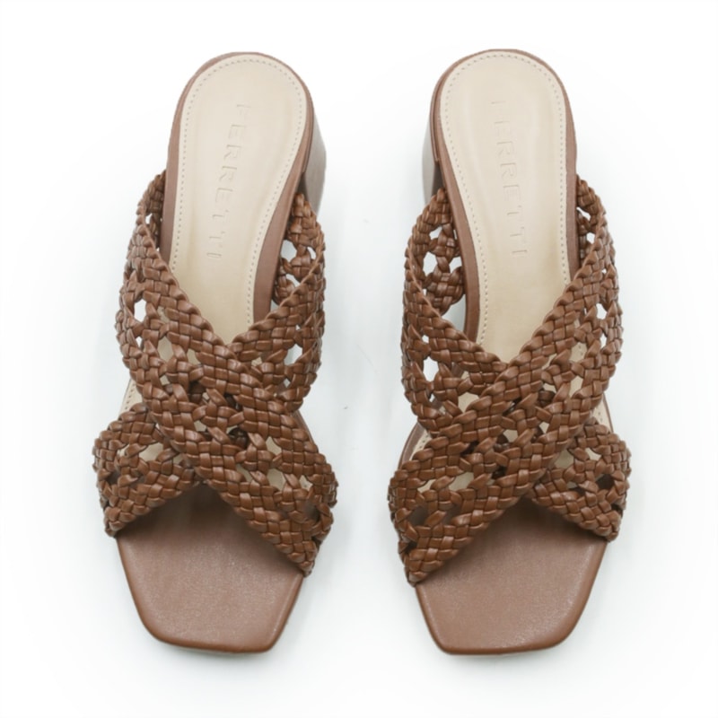 FEMININO TAMANCO MEDIO FERRETTI 54058 TRESSE CONHAQUE