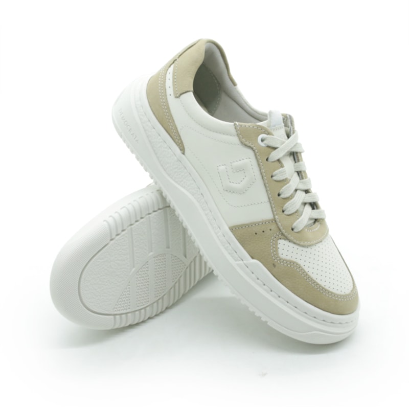 FEMININO TENIS CASUAL DEMOCRATA 616101 002 BEGE OFF WHITE