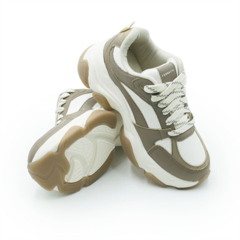 FEMININO TENIS CASUAL FERRETTI  19026 OFF WHITE TAUPE