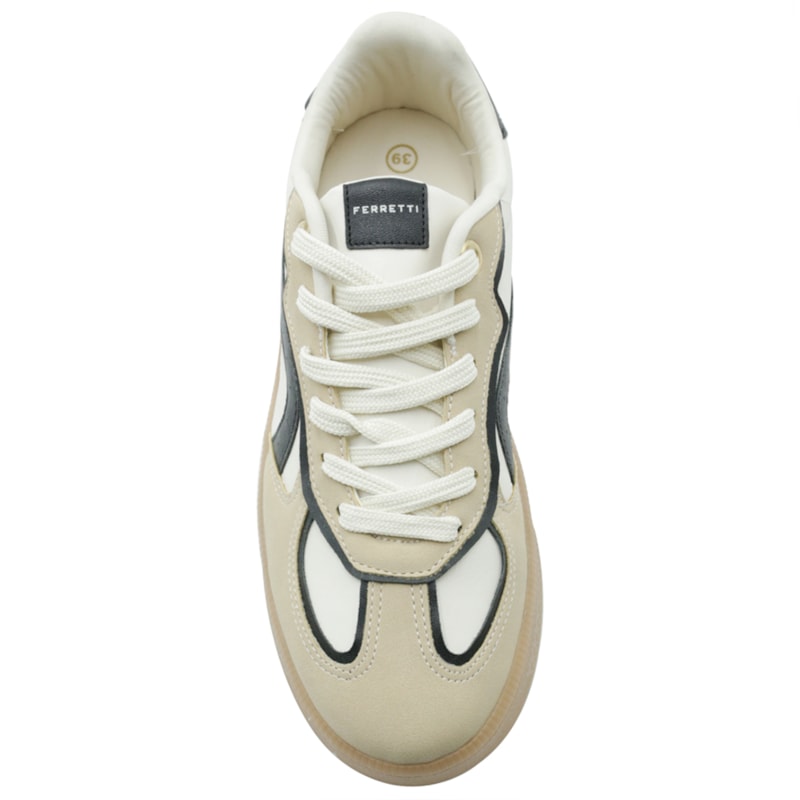 FEMININO TENIS CASUAL FERRETTI 25001 22304OFF AMENDOA PRETO CREPE