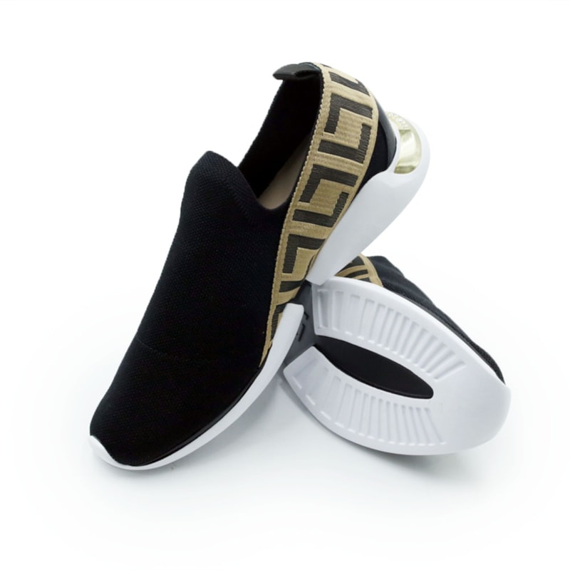 FEMININO TENIS CASUAL LUZ DA LUA 58650400 KNIT PRETO