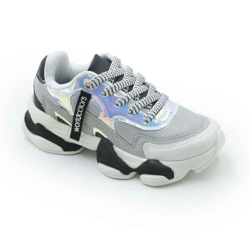 INFANTIL JUVENIL MENINA TENIS WORLD COLORS NB  W2514-101 7818CINZAPRETOBRANCO